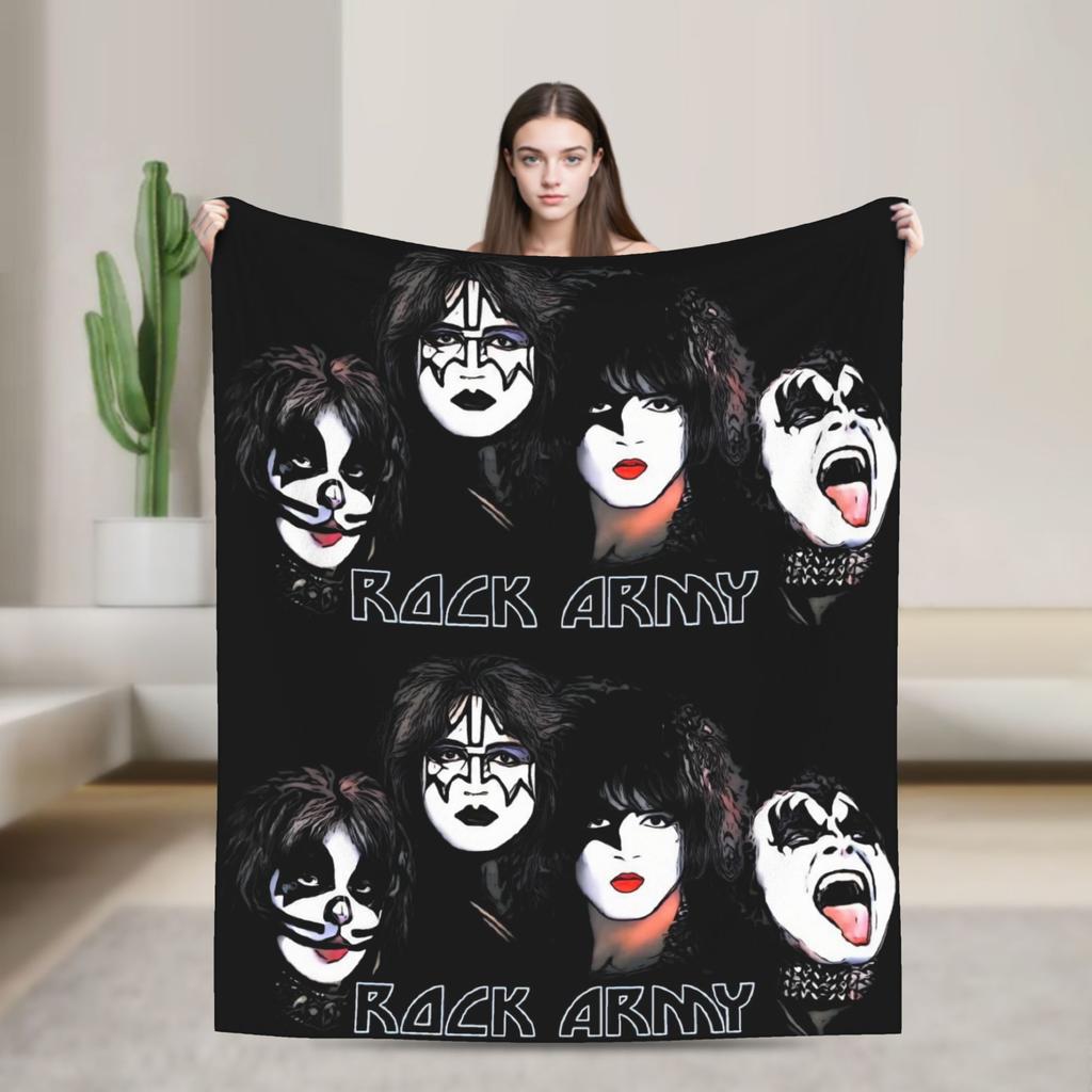 Kiss American Rock Band Blanket  Soft Warm Novelty Plush Throw Blanket For Home Decor Travel Flannel Bedspread Bed Cover