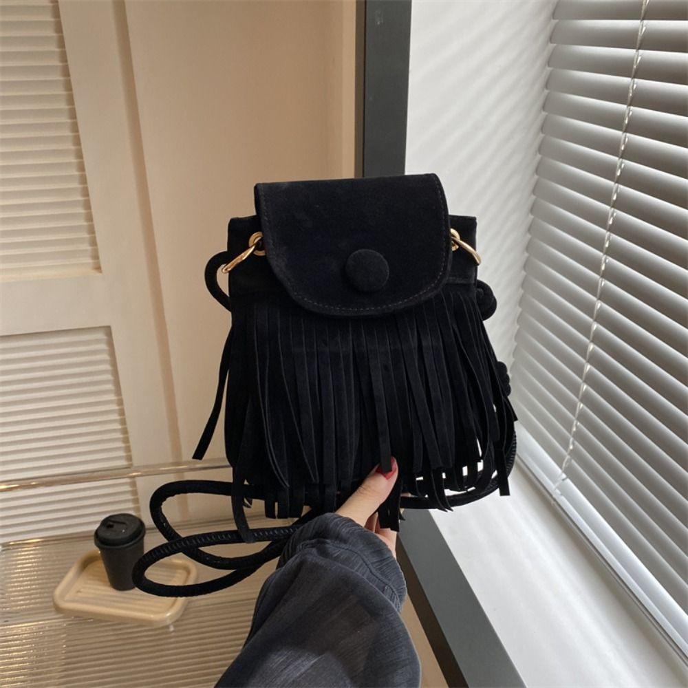 Nylon Bohemian Fringed Crossbody Bag Square Bag Tassel Shoulder Bag Bohemian Shoulder Bag  Daily
