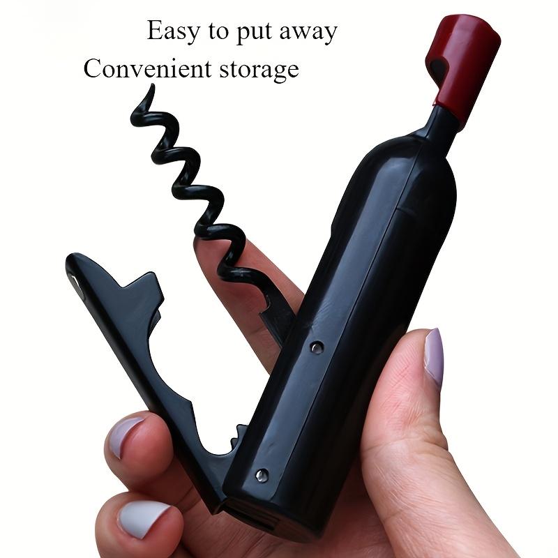 Stainless Steel Wine & Beer Bottle Opener - Portable, Magnetic, Twist Design with Storage Function