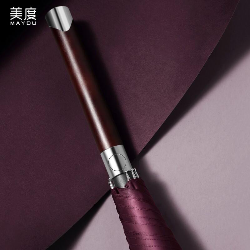 Mido Semi-Automatic Solid Wood Handle Straight Umbrella