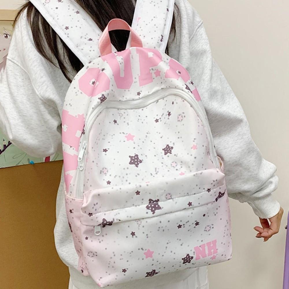 Letter Print Oxford Cloth Backpack Large Capacity Students School Bag Star Backpack  Travel