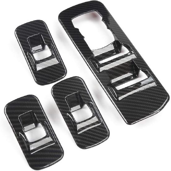 Keptrim for F-150 ABS Carbon Fiber Window Lift Switch Door Lock Trim for 2015 2016 2017 2018 2019 2020 Ford F150, 4pcs