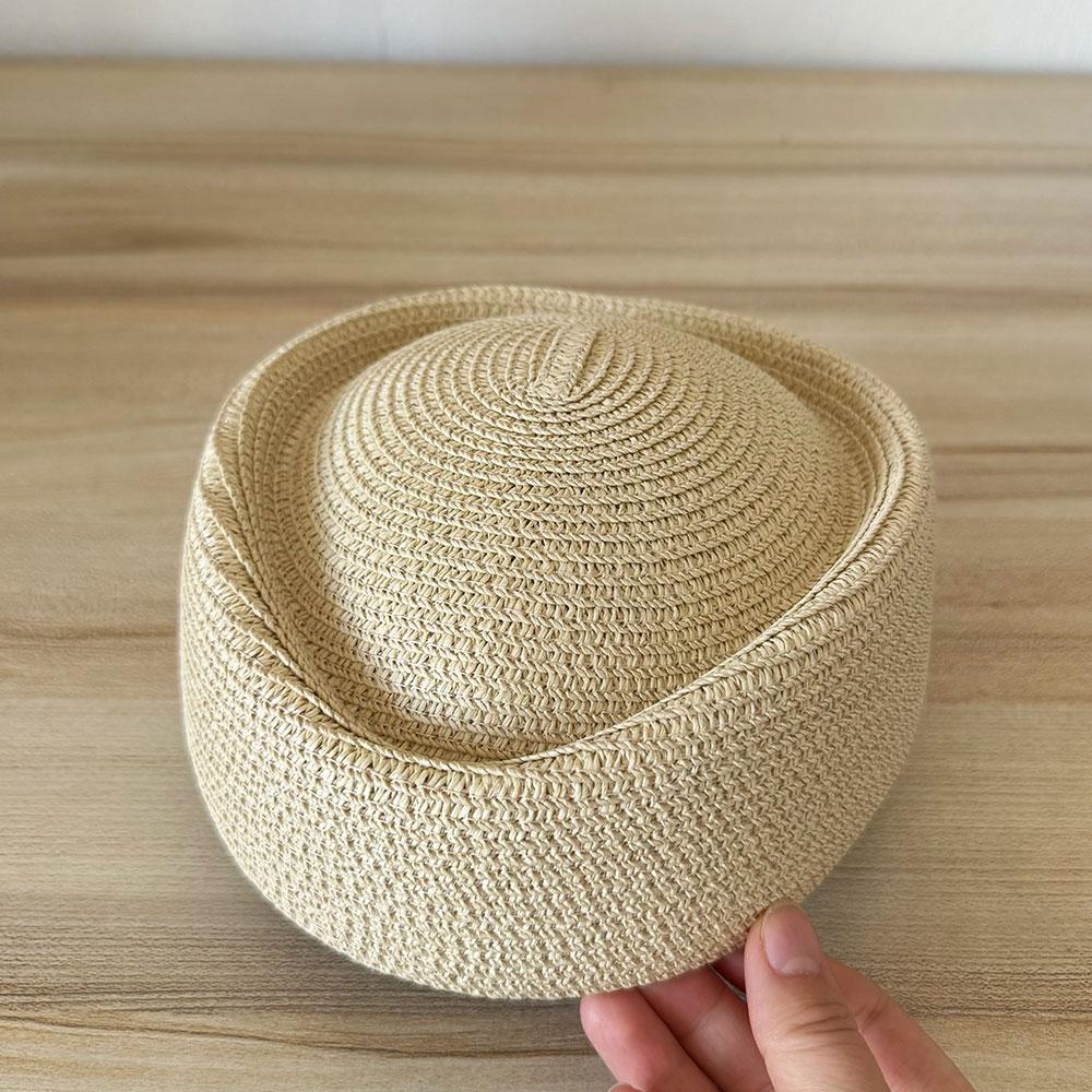 Ins Blogger Sun Hat Summer Flat Beret Women Water Droplet Flight Attendant Hat Circle Concave Top Church Derby Party Pillbox Hat