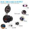Waterproof Dual USB Phone Charging 4.2A Charger LED Digital Display Voltmeter with 23.6in LineRed DC12 24V
