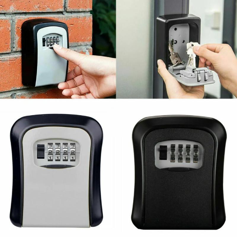 Safe Box Key Secure 4 Digit Combination Wall Mounted Lock Storage Aluminum Alloy