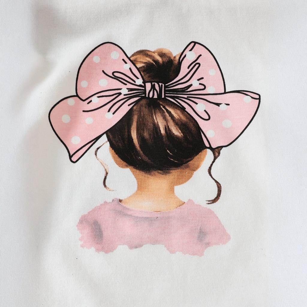 Girls Printed Sleeve T-Shirt + Ruffle Skirt Two-Piece Set