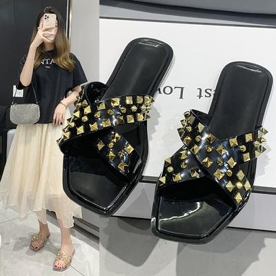 Fashion 2025 New Summer Style Comfortable Rivets Anti-Sli Fashionable Wear-resistant Casual Sexy Open-toe Fish Mouth Women's Slippers