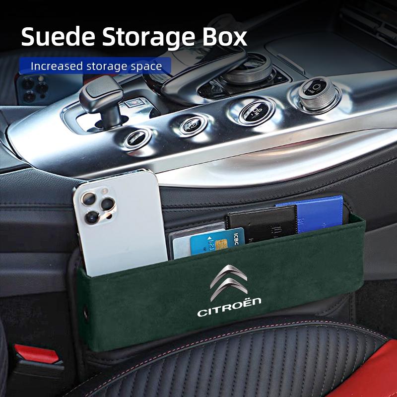 Autositz-Spalt-Aufbewahrungsbox Wildleder für Citroen C4 C3 C5 C1 C2 Berlingo Celysee Cactus Picasso Aircross Saxo Grand alc256