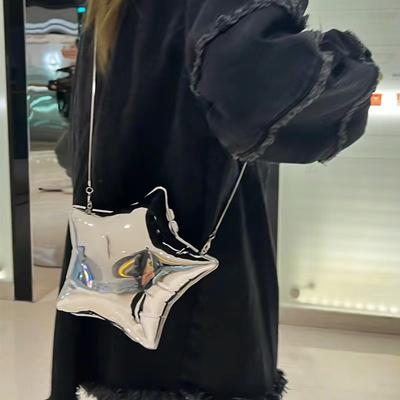 Nice Design Gold And Silver Chain Women's Evening Bags 2026 New Bright Face Five Pointed Star Shoulder Bag Funny Party Bag