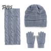 Winter Warm Hat Scarf And Glove Set Thermal Three-piece Set, Thickened Knit Gloves Touch Screen Compatible Kit, Cold Weather Ear Protection