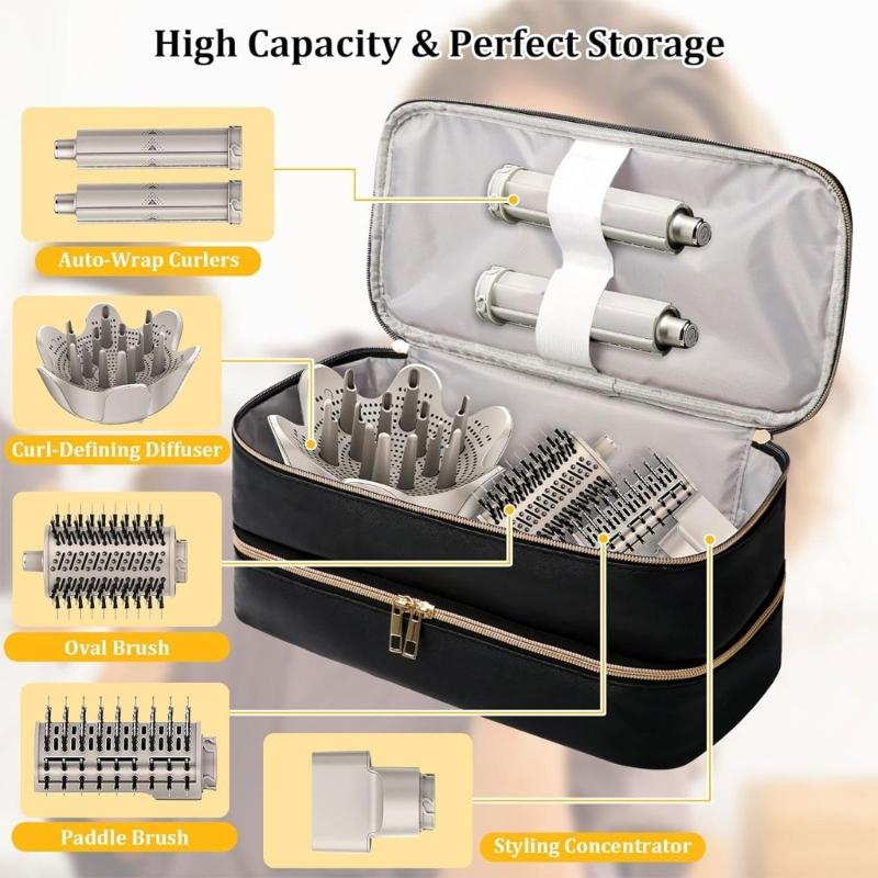 Travel Hair Dryer Carrying Handbag Double Layer Design Waterproof PU Storage Organiser Case Box for Daily Care Items