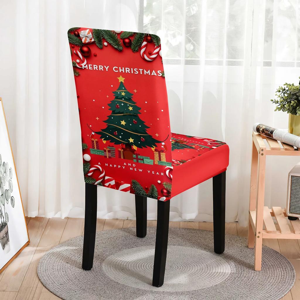 1/4/6pcs Christmas Chair Cover Stretch Spandex Fabric Washable Suitable for Hotel Restaurant Banquet Home Chair Cover