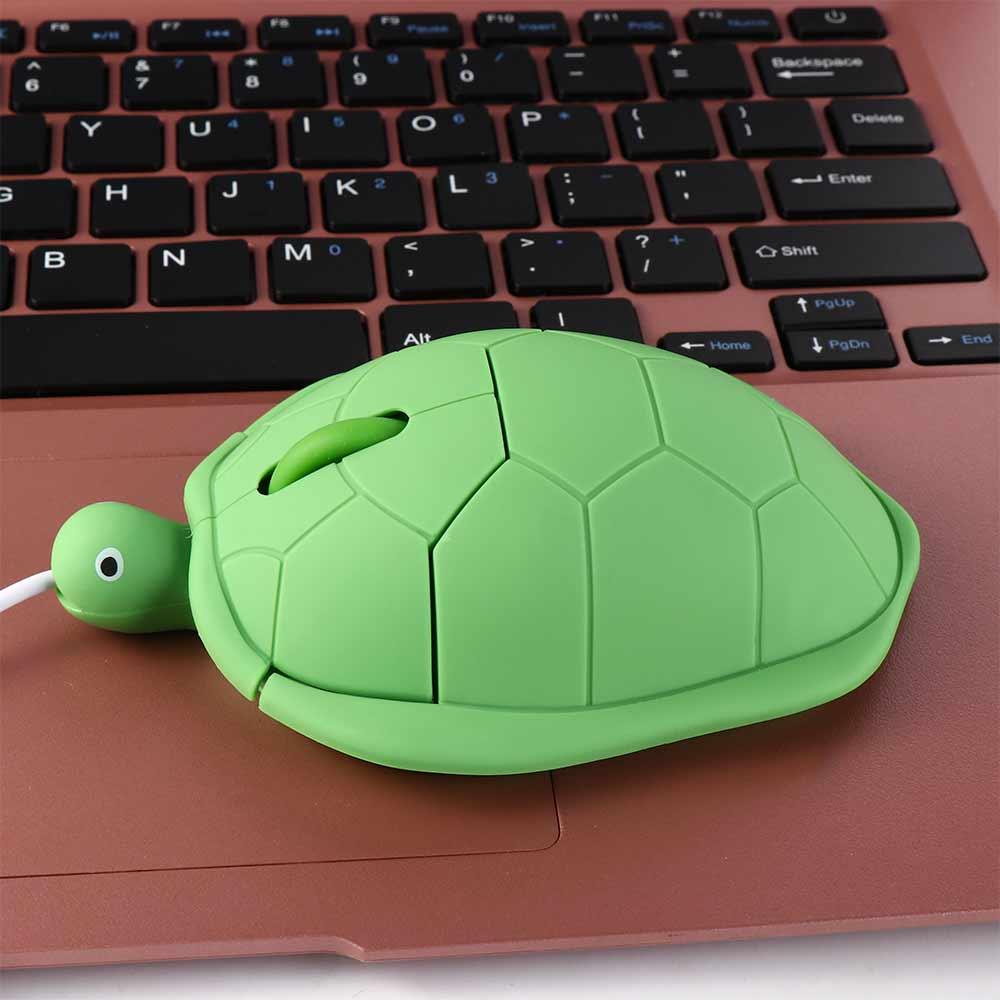 1200DPI Green Turtle Wired Mouse 3.6inch Button 3.6 Feet Cable Turtle Wired Mouse Cartoon Green Turtle Shape