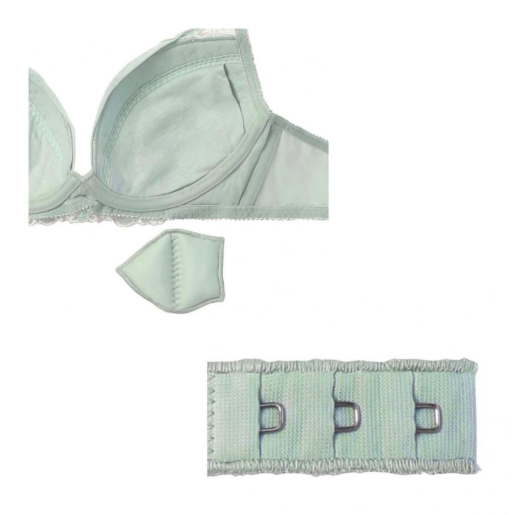 AMOSTYLE Daily Bra Panty Classic M021 Size D70M Push-Up & Set, Flower, (Purple),