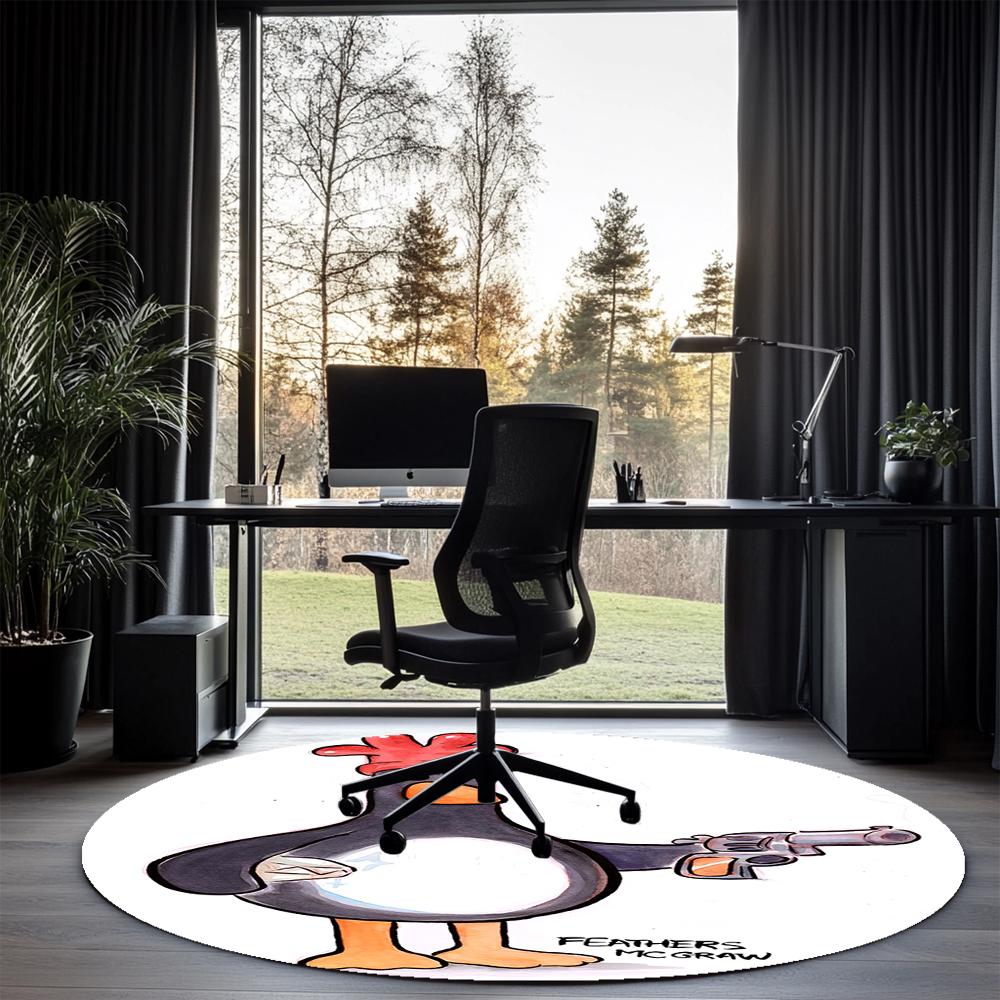 Feathers McGraw Printed Round Rug Carpet Chair Rug Area Rug Entryway Doormats,for Office Chair Living Room Bedroom Kitchen Room.