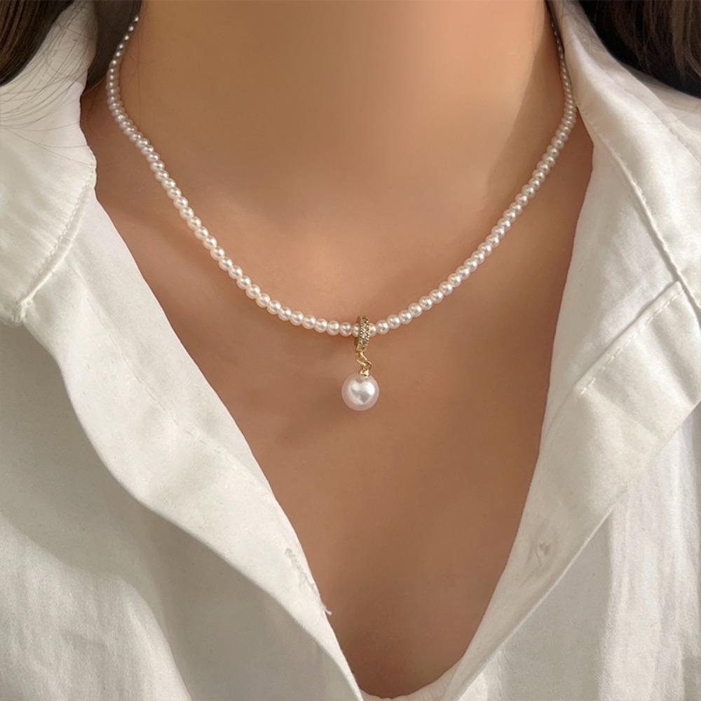Shijia Pearl Necklace Women's Niche Light Luxury Design High-end Temperament Collarbone Chain Neck Chain Sweater Chain Bead Chain