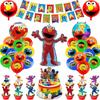 Sesames Streeted Balloon Theme Happy Birthday Banner Party Decoration Supplies Toys Disposable Tableware Background Cake Topper