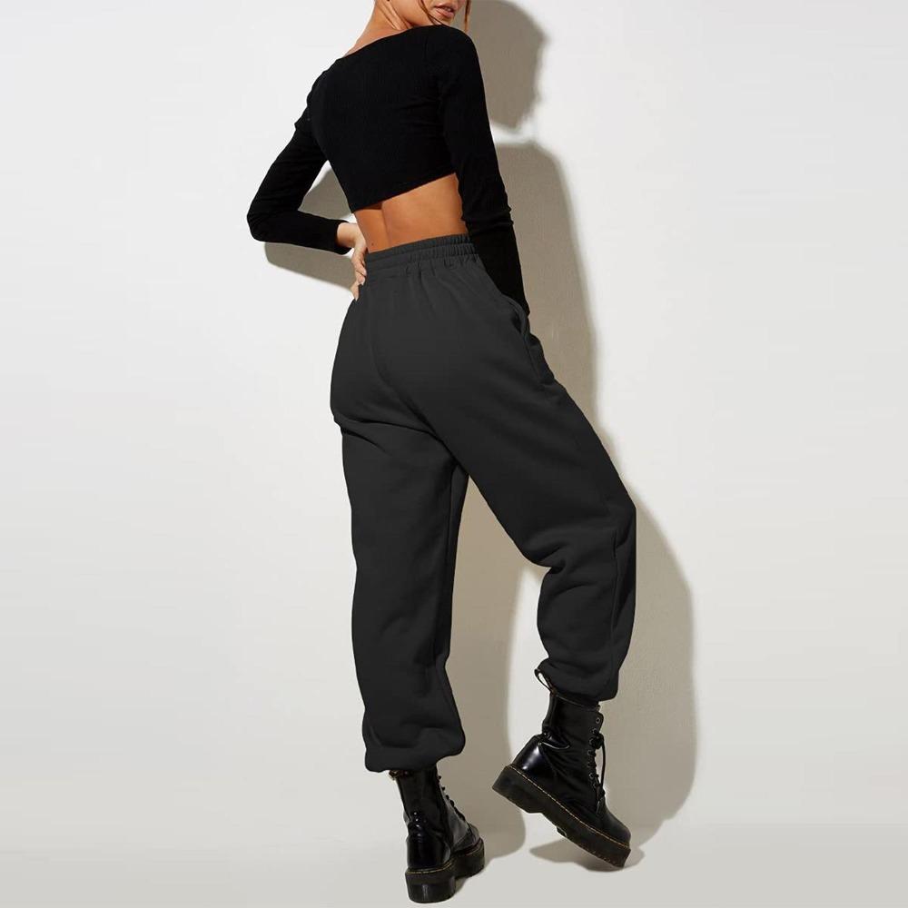 Womens Fashion Loose Solid Sweatpants Drawstring Casual Trousers With Pockets