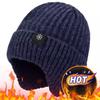 Winter Men Warm Beanie Hat For Dad Ear Protection Knitted Caps Wool Cap For Father Outdoor Windproof Plush Warm Skullies Beanies