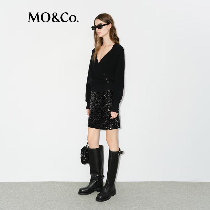 

MO&Co. Женский кардиган из кашемира и шерсти ягненка с V-образным вырезом и перекрещенной передней частью S