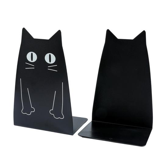 1 Pair Metal Cat Book Ends Cute Cat Bookends for Shelves Decorative Book Support