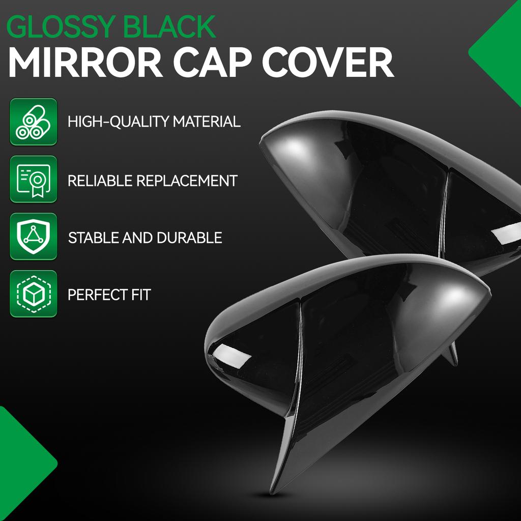 1 Paar Seitenspiegelabdeckung für VW Polo MK5 09-17 Glänzend Schwarz Rückspiegelkappe Links + Rechts 6R0857537B 6R0857538B