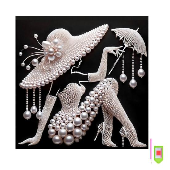 Zestaw do malowania perłami DIY dla dorosłych początkujących Eleganckie wzory dam Perłowy zestaw rzemieślniczy Sztuczne perły Wstępnie zadrukowane płótno Rama w zestawie do dekoracji domu