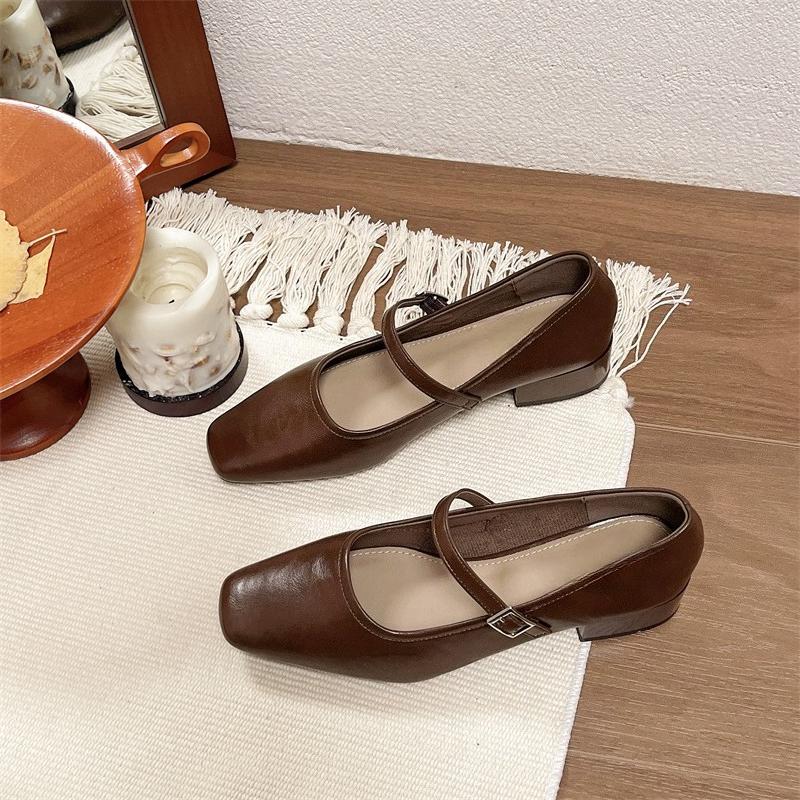 Fashion French Women's Singles Shoes 2025 New Spring and Autumn Korean Version Foreign Style Retro  Block Heel Mary Jane Shoes