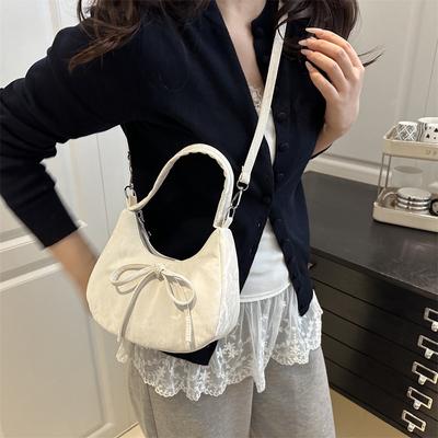 Simple Solid Color Bow Summer New Casual Fashion Fresh Underarm Shoulder Handbag Women