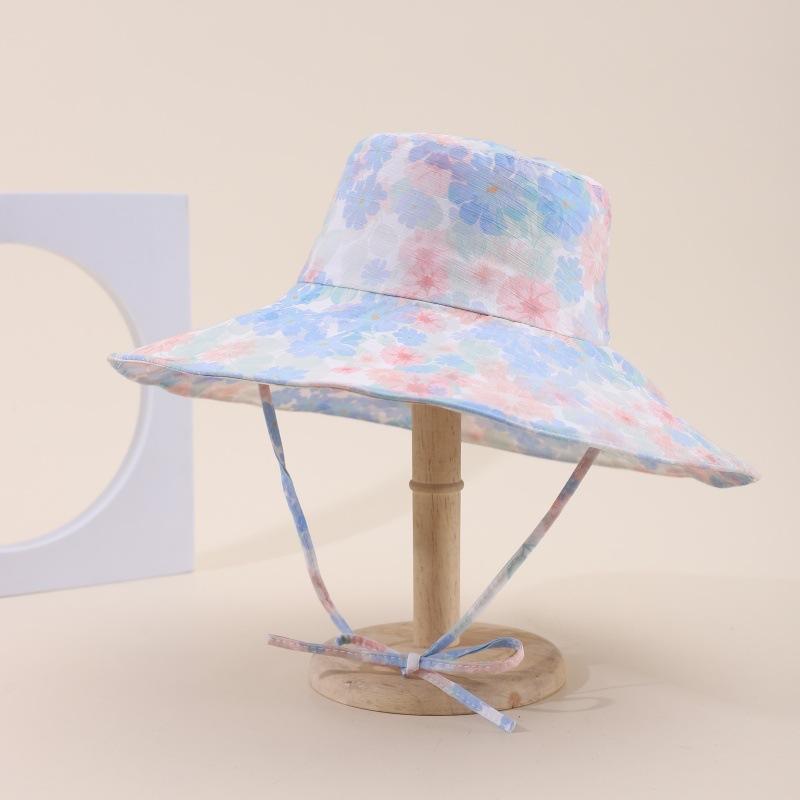Floral European And American Fisherman Hats Women, Summer Large Brim Hat, Fashionable Versatile Sunhat