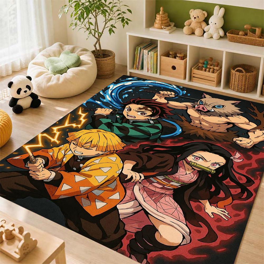 Demon Slayer Character Collection Indoor Rug Thick Nonslip Carpet For Study Reading Area Home Decor Halloween Gift
