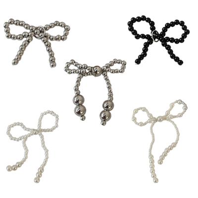 Elegant Pearls Bowknot Shoe Clips Charm Shoes Decoration Adjustable Sizes Fashion Accessory for Women's Footwear
