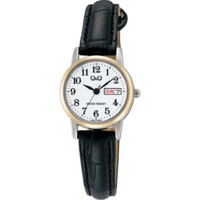 Dámske A207-504 ( Sledujte Q&Q Day-Date) Okrúhle hodinky čierne analógové