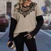 Women's Loose And Comfortable Lace Patchwork Hollow Loose Long Sleeved Top