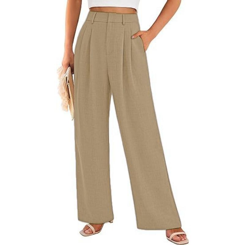 Women High Waist Straight Leg Loose Business Casual Wide Leg Suit Pants