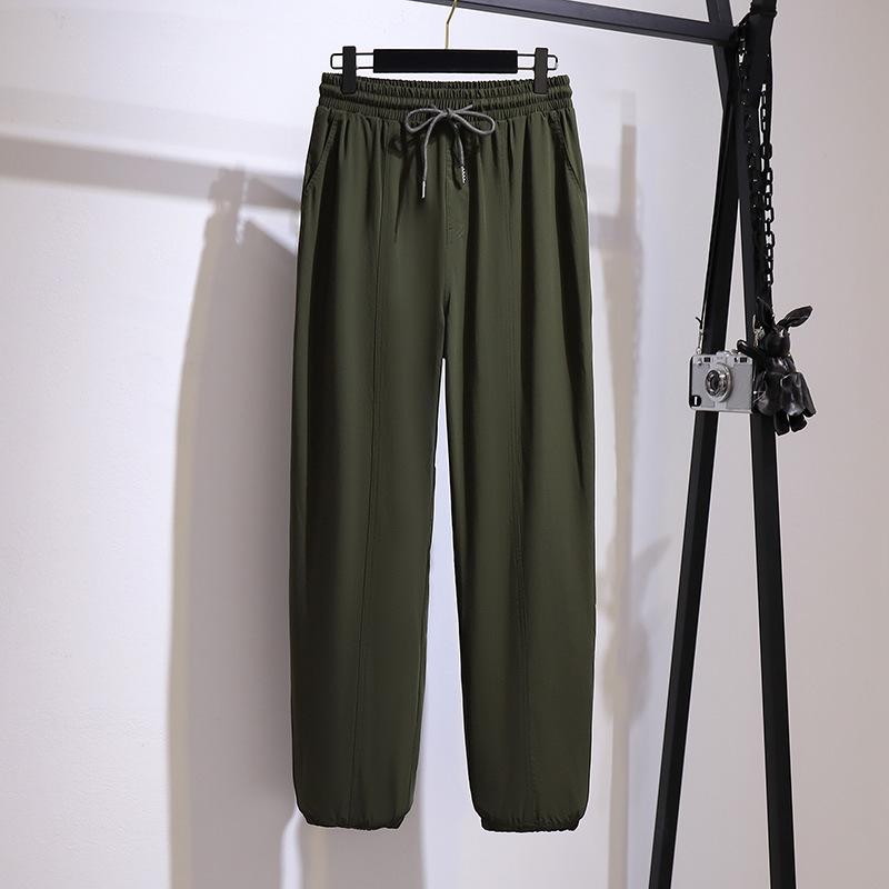 

Женские брюки больших размеров, повседневные брюки-шаровары, спортивные брюки длиной девять десятых 3XL армия зеленый