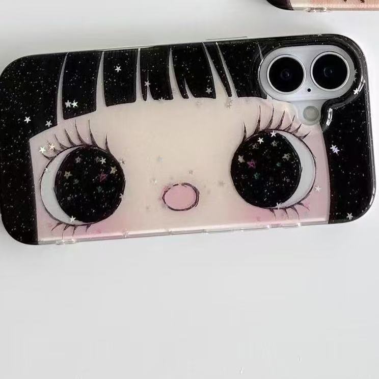 Kawaii Girl Big Eyes Feather Texture Phone Case for Huawei Honor X9d X7d 400 200 X6a X8b X7a X9a X7b Smart Plus Lite Pro 4G 5G