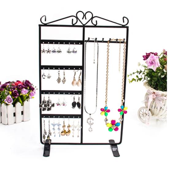 32 Holes 6 Hooks Necklace Hang Stand Holder 4 Tiers Jewelry Show Rack Organizer