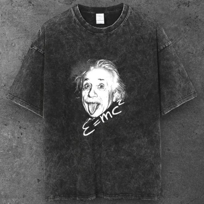 Unisex Retro Albert Einstein Graphic T Shirt Black Y2K Streetwear S-2XL S разноцветный