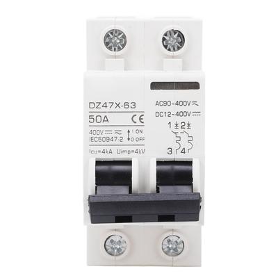 AC DC Leitungsschutzschalter 50A 4kA 2-polig Elektromagnetische Auslösung 35mm DIN Montage Solare PV Sicherheit