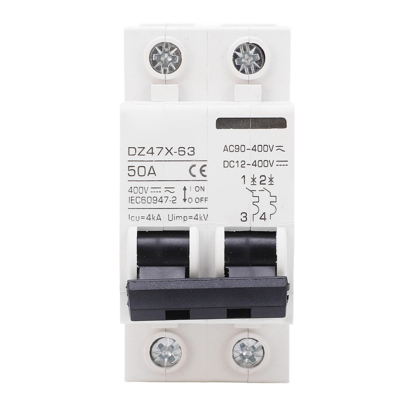 

Автоматичний вимикач AC DC 50A 4KA 2P Електромагнітне відключення Монтаж на DIN-рейку 35 мм Безпека сонячної фотоелектричної системи