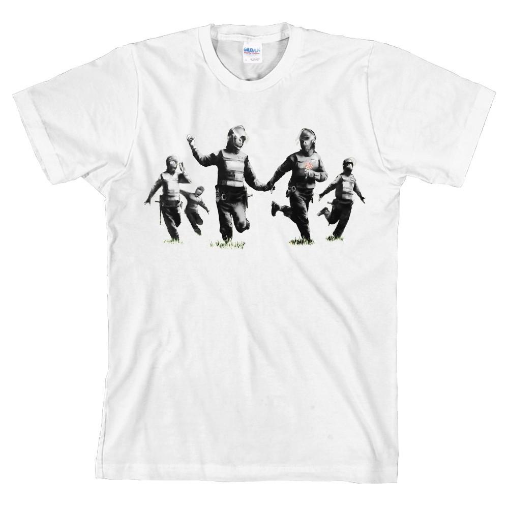 Banksy Graffiti Soldiers Running with Flowers T Shirt *ALL SIZES & NEW* S разноцветный