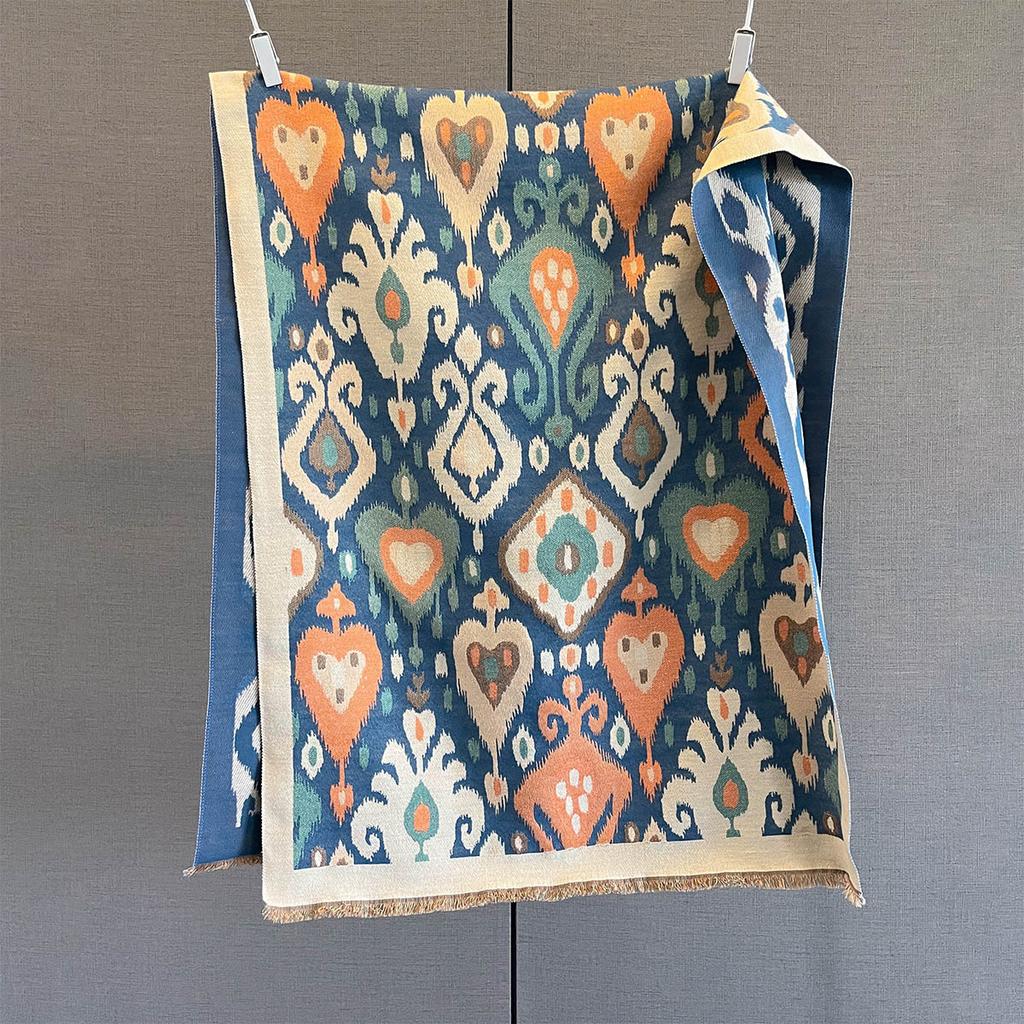 Autumn and Winter Cashmere Feel Scarf Women's Cashew Flower Fashion Large Shawl Windproof Thickened Warm Imitation Cashmere Scarf