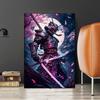 Japanese Anime Samurai Sakura Warrior Figures at Sunset Art Painting Wall Canvas Posters Prints for Room Home Decor Frameless