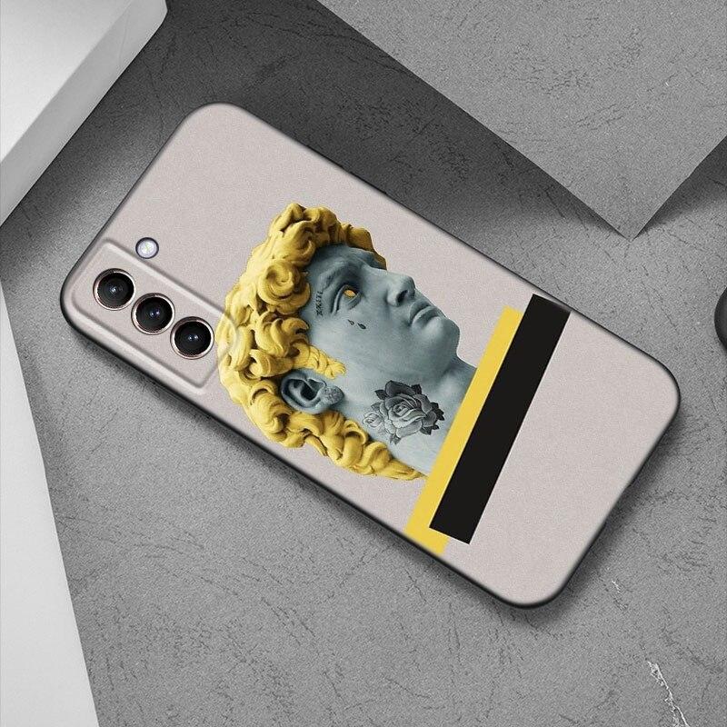 Funny Art Aesthetic David Mona Lisa Phone Case For Samsung Galaxy S22 Pro S21 S20 Ultra FE S10 Lite 5G S10E S9 S8 Plus Cover
