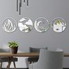 4pcs 3D Acrylic Mirror Sticker Wind Fire Water and Soil Four Elements Round Mirror Wall Sticker Living Room Bedroom Wall Decor