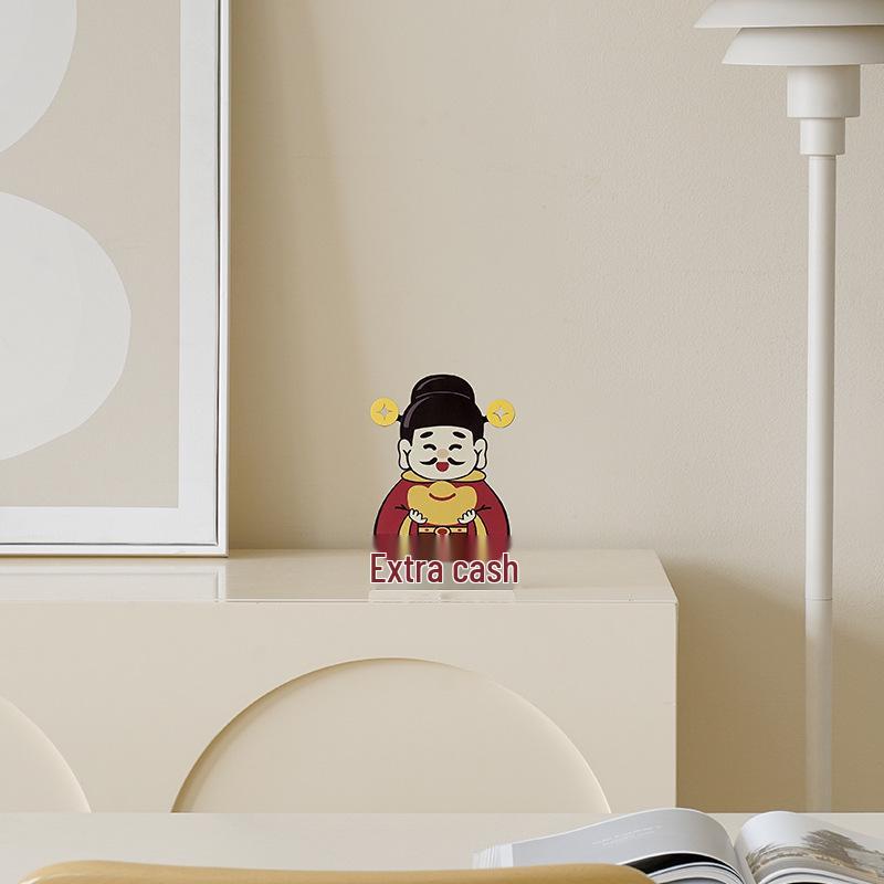 Wozoom Chinese Style God of Wealth Figurine Clock - Creative Housewarming Gift and Decoration