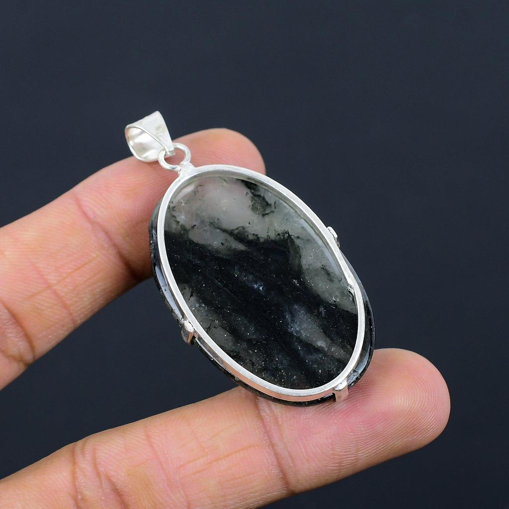 Mothers day Sale 925 Sterling Silver Solar Moss Agate Gemstone Bezel New Pendant