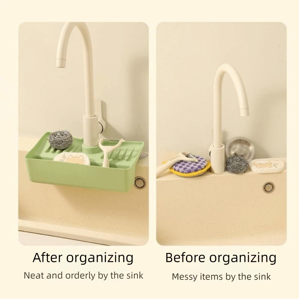 Splash Proof Faucet Drain Storage Rack Cleaning Brush Storage Holder  Easy To Install