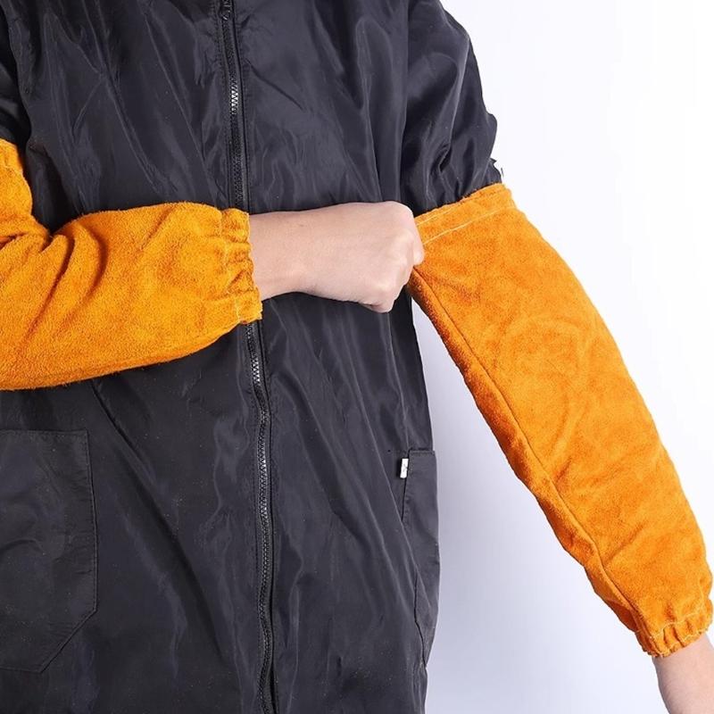 Extended Wear Leather Welding Arm Sleeves With Superior Heat Resistance For Professional Welders Industrial Work